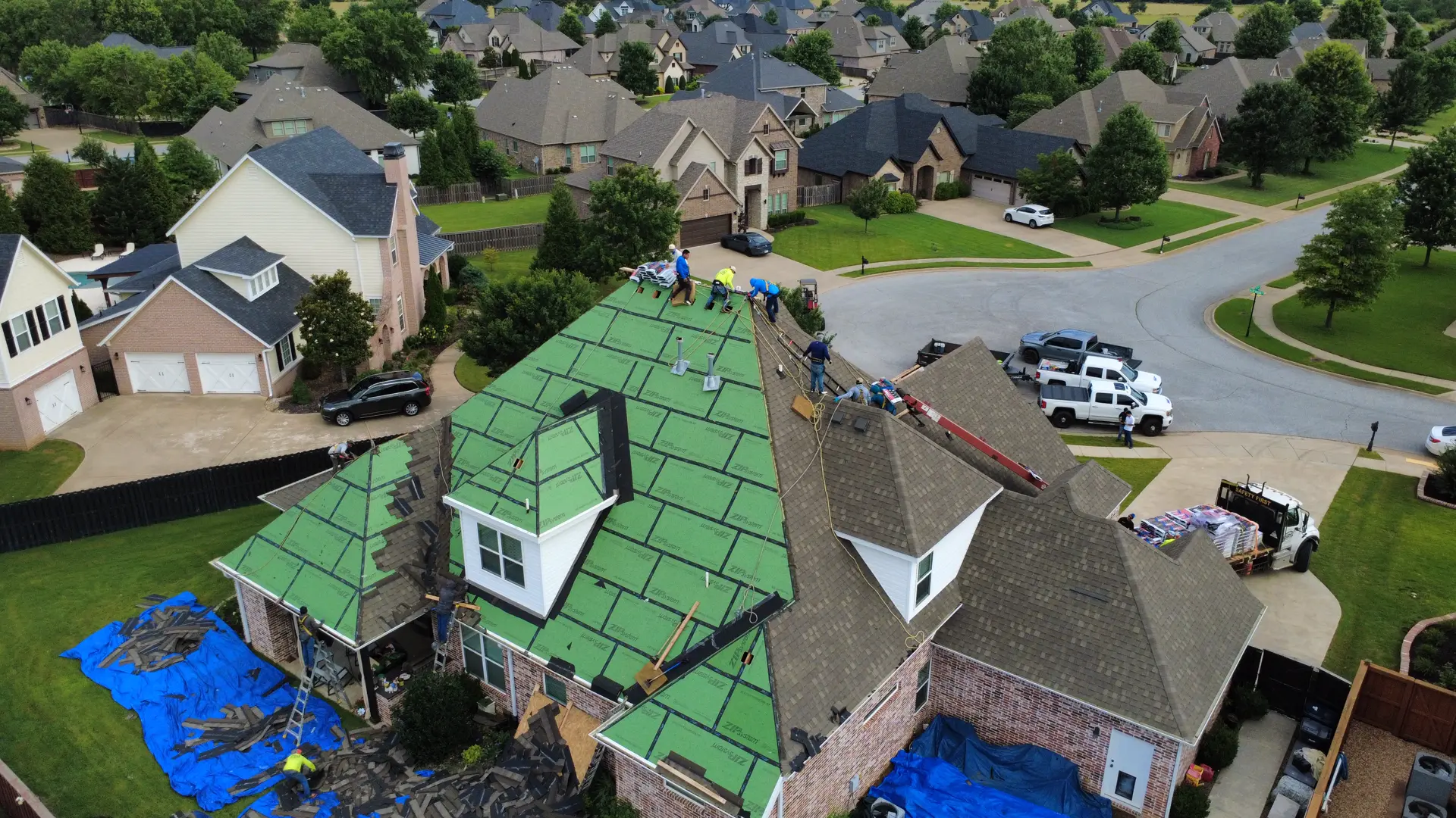 Ramos Roofing Crews Working on Roof